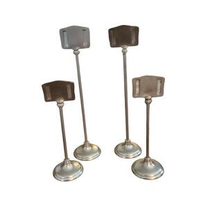 Place Card Holder Lot Of 4 Wedding Card Sign Menu Table Stand Nickle 7" And 10"